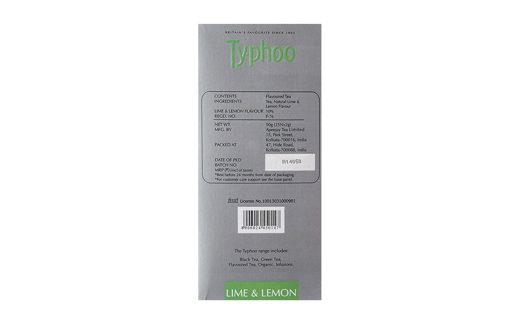 Typhoo Lime & Lemon Zesty Flavoured Tea   Box  25 pcs
